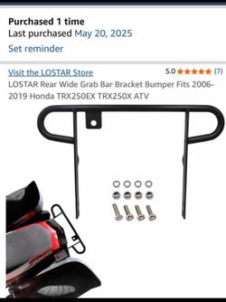 LOSTAR Rear Wide Grab Bar Bracket Bumper for Honda TRX250EX TRX250X ATV 2006-2019
