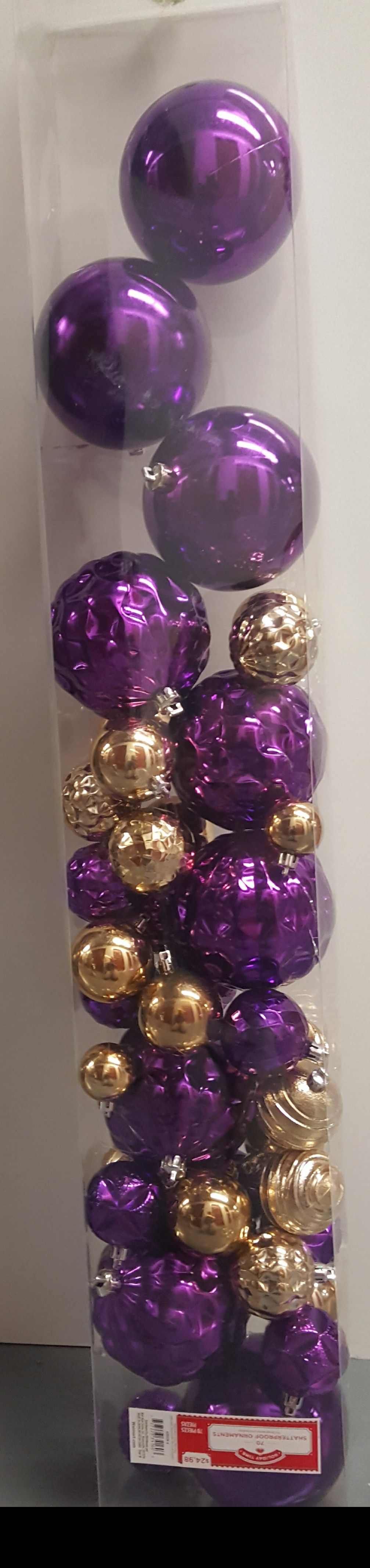 Purple and gold ornaments