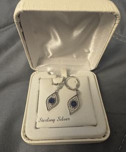 Evil Eye Sterling Silver 925 Earrings 