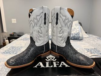 Cowboy Boots Alfa Western Wear Ostrich Print Size 11