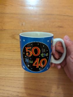 "50 is the new 40" ceramic mug; great for birthday gift! New in box.