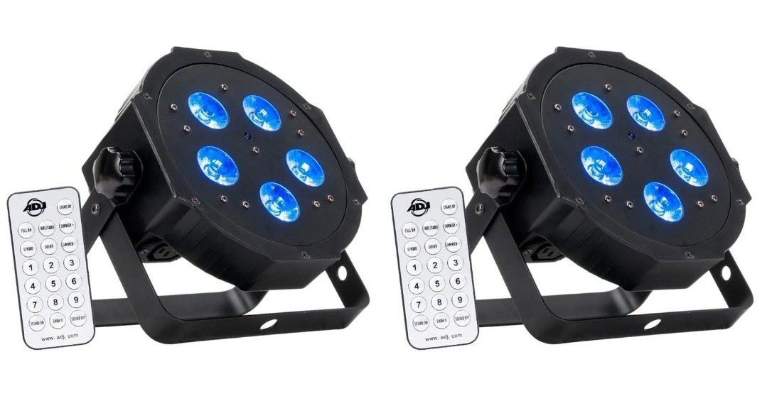 2 ADJ Mega Hex Par RGBWA + UV LEDs Wash Light and Remote Control
