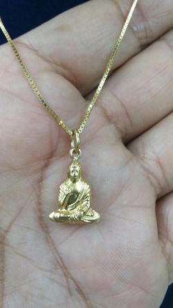 14K GOLD box chain 24inc long $120 18k gold buda 1.5 grams$120