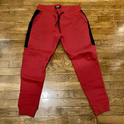 Vintage Fbrk Pants Joggers Fleece Men Track Pants Red Black Bred Colorway 
