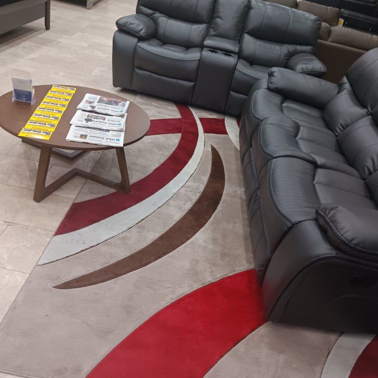 *Weekly Feature*---Madrid Sleek Gray Leather Reclining 3 Piece Sets---Delivery And Easy Financing Available🫡