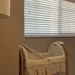 Solid Wood Newborn Bassinet With Storage Space Underneath And Music For Baby