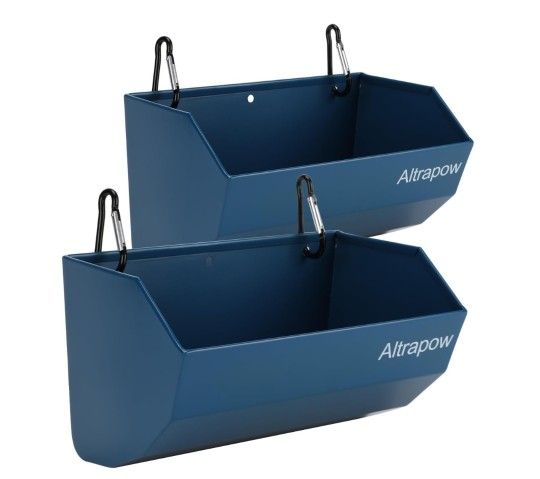 4.5 Quart Metal Goat Feeder with Clips and Nylon Tie Wraps, Fence Feeder (2Pack)
