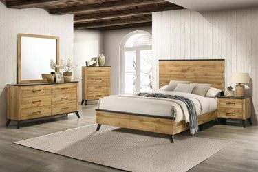 Combining mid-century modern w/rustic design 6 bedroom set