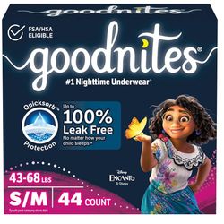 Goodnites Girls' Nighttime Bedwetting Underwear, Size S/M (43-68 lbs), 44 Ct (2 Packs of 22), Packaging May Vary 