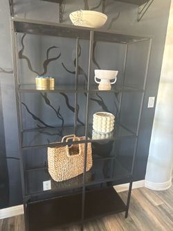 Metal and glass shelves