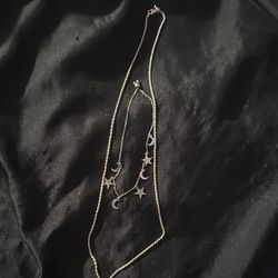 Real silver rope chain & star/moon bracelet