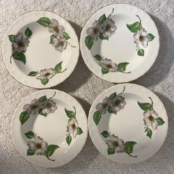 4 Vintage Pope Gosser China Dogwood Shell Edges Small Berry Dessert Sauce Bowls