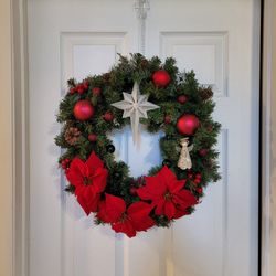 Crafted Christmas Wreath w/ Star & Angel  19"