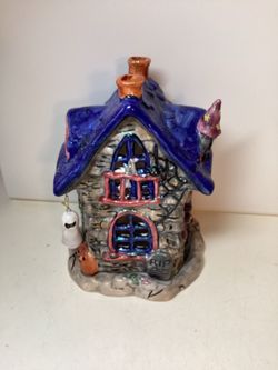 Vintage Ceramic Haunted House Candle Luminary
