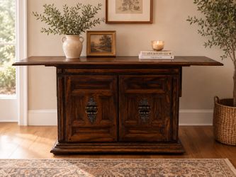 Vintage Solid Wood Console Table / Bar Cabinet
