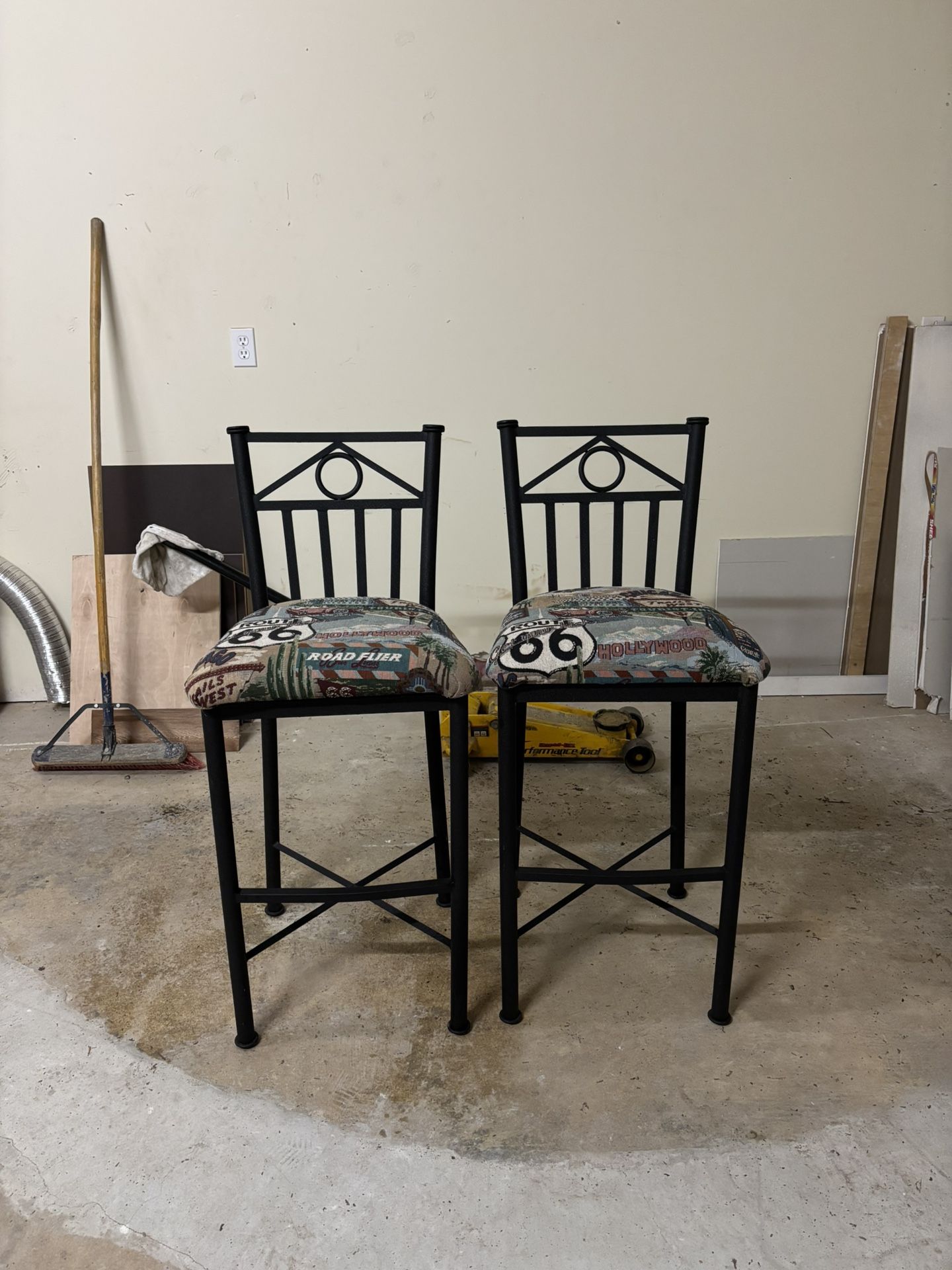 Pair Of Cast Iron Bar Stools