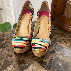 Gianni Bini Size  6 1/2 Multi Color Wedge Shoes 
