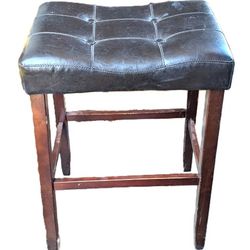 Very Nice Padded Leather Brown Bar Stool Chair