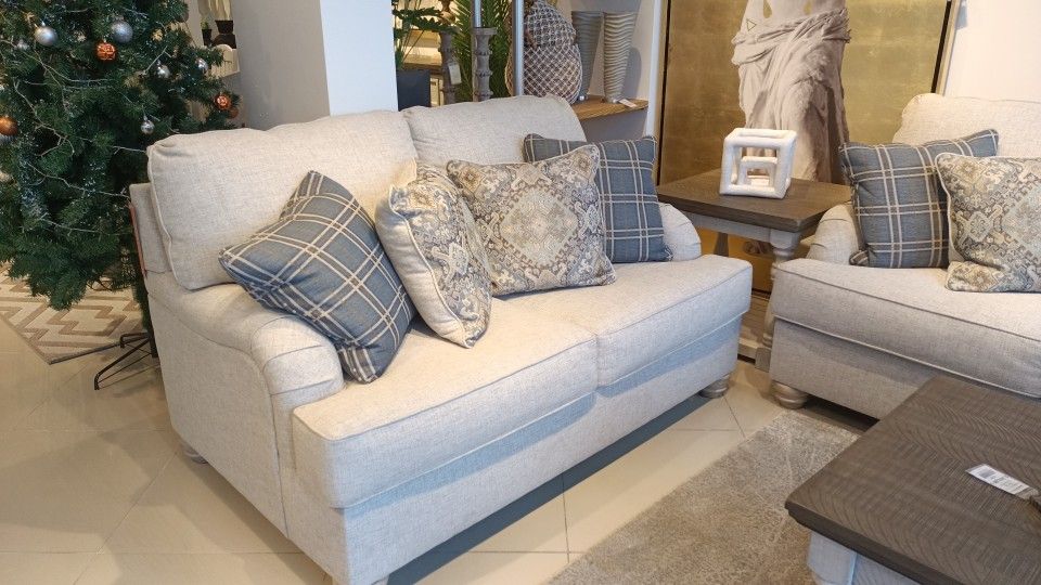 Traemore Linen Sofa And Loveseat$10 Down Payment And Financing Available