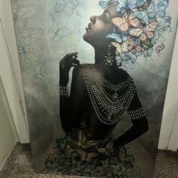 ✨ Elegant Butterfly Queen Canvas Wall Art – Rhinestone Accents ✨