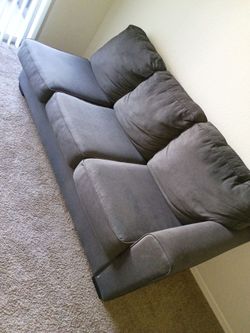Gray Fabric 3-Seat Sofa and table