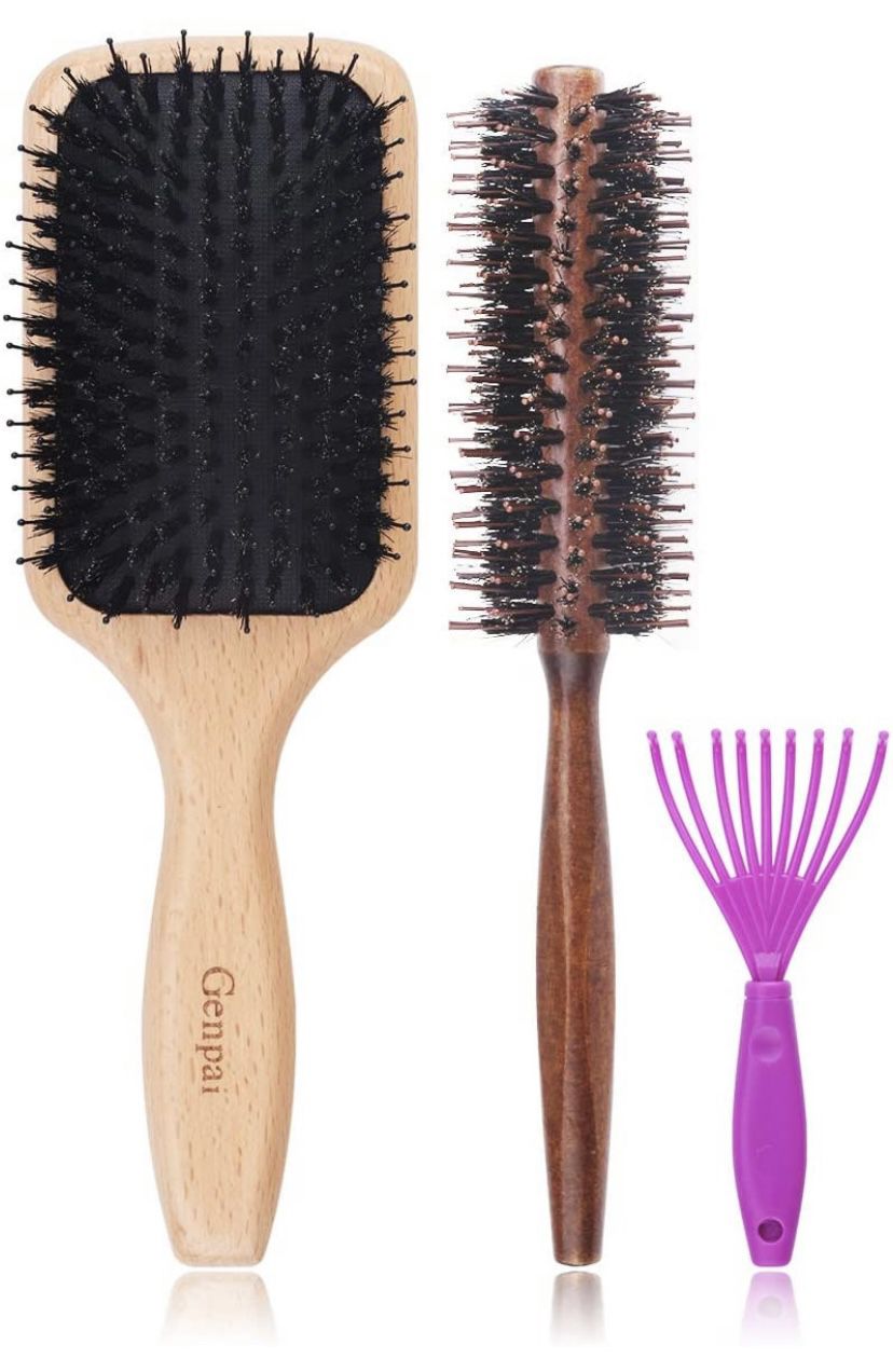 Hair Brush, Boar Bristle Hair Brushes for Women men Kid, Boar & Nylon Bristle Brush for Wet/Dry Hair Smoothing Massaging Detangling, Best Paddle Hair 