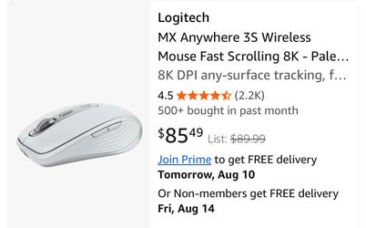 Logitech MX Anywhere 3S Compact Wireless Performance Mouse White