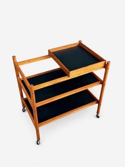 Mid-Century Danish Modern Teak Removable Sliding Tray Serving Cart, c.1960’s - Delivery Available