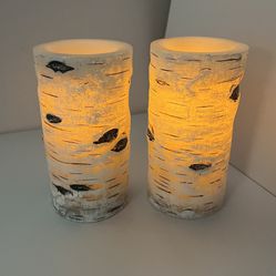 Flickering Flameless Candles Birch Bark 