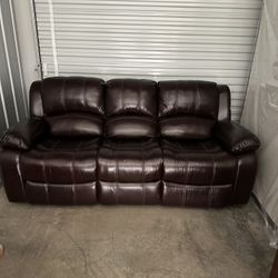 Brown Leather Sofa w/ Recliner