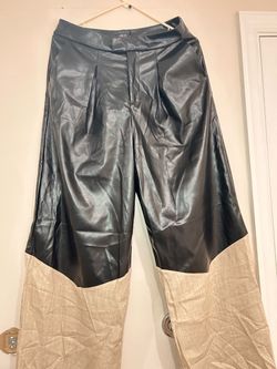 Micas Two-Tone Faux Leather Wide-Leg Pants
