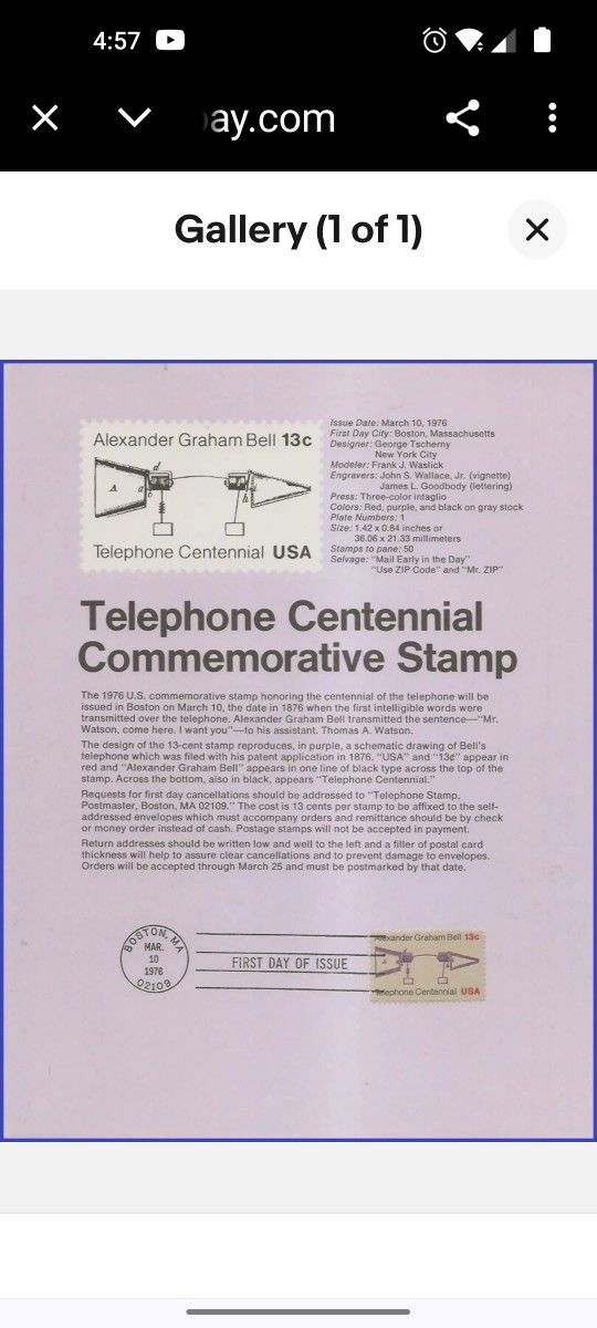 USA2 #1683 U/A SOUVENIR PAGE FDC Telephone Centennial