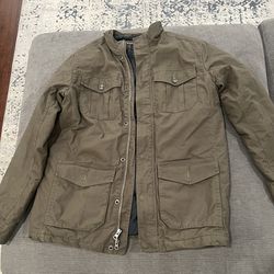 Tony Hawk Men's Olive Military Jacket Button Zip Stand-Up Collar Size L