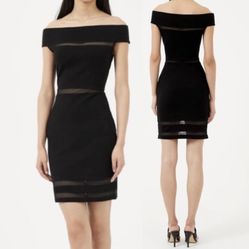 NY&C mesh panel off shoulder mini black dress women Size Medium
