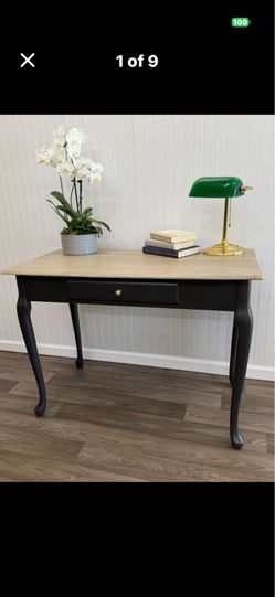 Side Accent Table  Two-Tone Entryway Table Refinished Desk