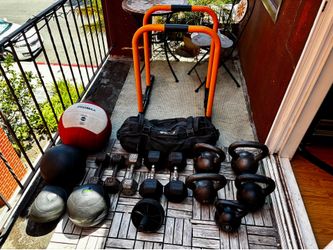 Complete Home Gym Equipment Set - Kettlebells, Dumbbells, Dip Station & More