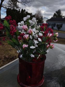 Flowers With Red Vase Thumbnail