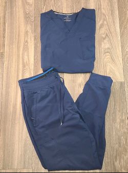 Mens Cherokee Infiniti Navy Blue Scrub Set  Medium Top And  Large Pants