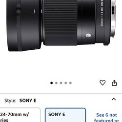Camera Lens 30mm F1.4 For Sony e Black NEW