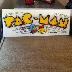 1980 PAC-MAN ARCADE MARQUEE SIGN ORIGINAL -2 Scratches Shown In Photo Rare Sign 