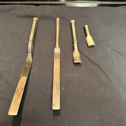 Proto four piece plumbers lead caulking, iron yarning tool set lot vintage made in USA