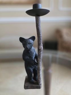Vtg Rustic Bear Candle Holder 12 In Tall