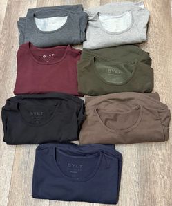 BYLT Premium Drop Cut Shirt Lot of 7 size Medium Black Blue Brown Grey Green Red