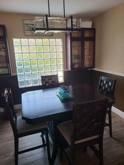 Dark Wood Dining Table with 4 Chairs