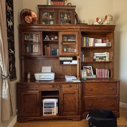 Desk w/ Filing Cabinet & Book Shelves