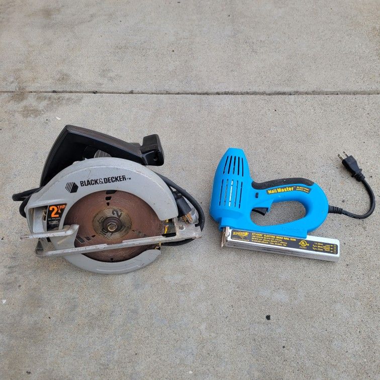 Black & Decker Circular Saw And Arrow Electric Brad Nail Gun 110V Power Tools