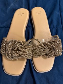 A New Day Rhinestone Braided Slide Sandals