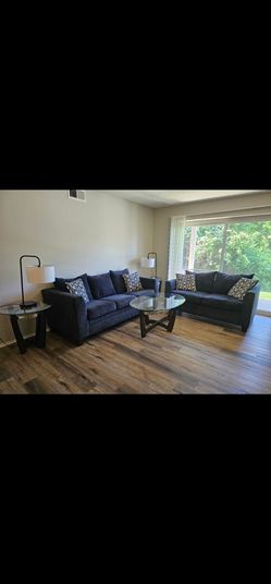 Dark Gray Sofa Set with Glass Coffee Table & End Tables