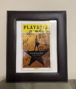 Hamilton Original Broadway Cast Signed Playbill framed