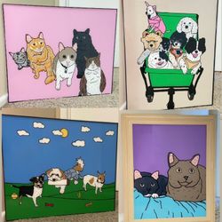 Glass Paintings Family, Friends, Pets, Anime & Cartoon Portraits Available LOCATED IN COVINA